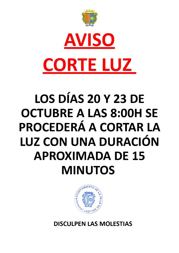 Imagen AVISO CORTE DE LUZ