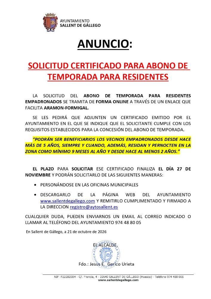 Imagen BONO TEMPORADA RESIDENTES SKIPASS VALLE DE TENA 2026-27