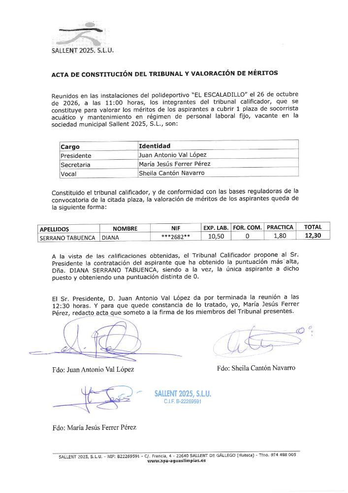 Imagen ACTA DE CONSTITUCIÓN DEL TRIBUNAL Y VALORACIÓN DE MÉRITOS